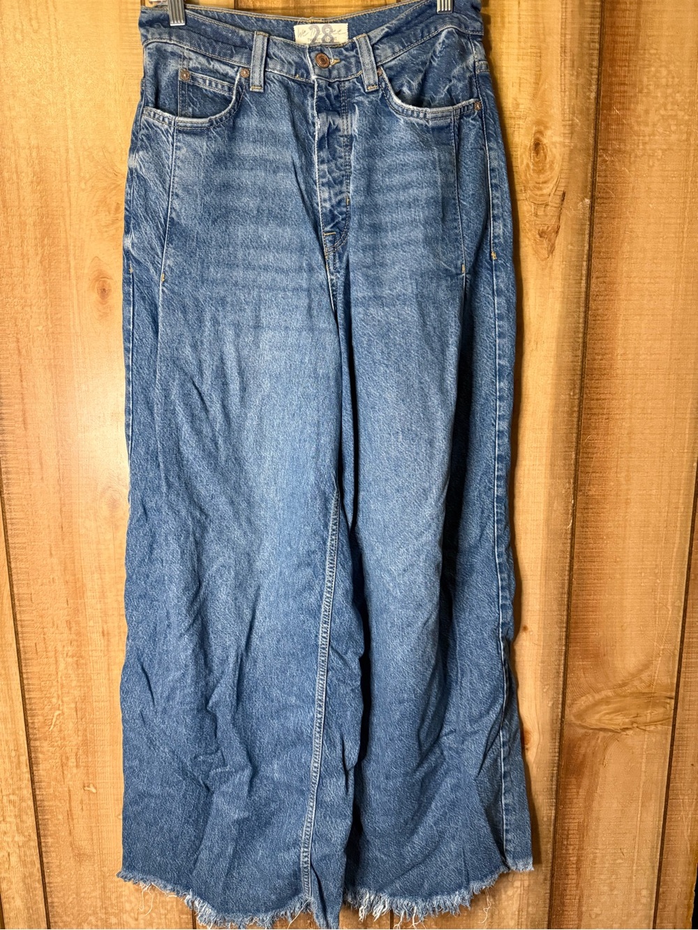 Free People "We The Free" Wide-Leg Jeans $148 Retail Raw Hem - Picture 2 of 14